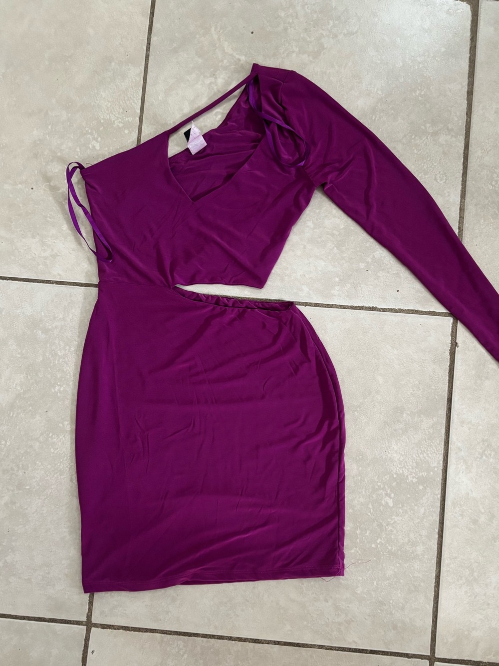 Windsor Magenta One-Shoulder Cutout Bodycon Dress small medium